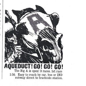 Vintage Aqueduct Horse Racing Print Ad 1960s Black and White 4 x3 inch